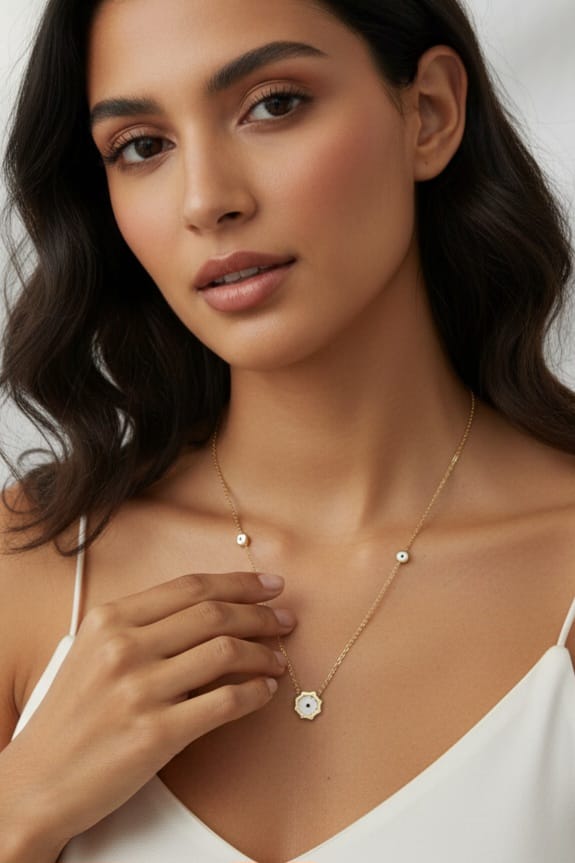 Gold Evil Eye Charm Necklace