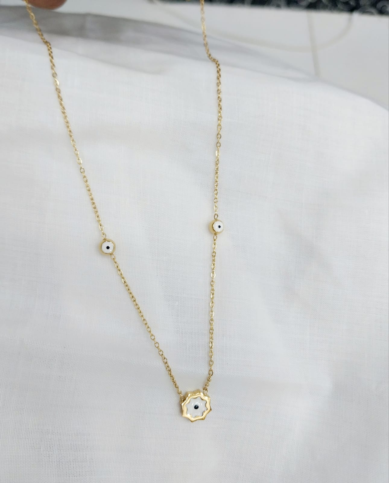 Gold Evil Eye Charm Necklace